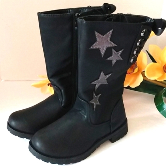 JESSICA CARLYLE GIRLS AMALI BLACK MOTO BOOTS SIZE 1 NWOT - Picture 5 of 16